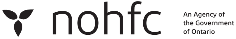 Northern Ontario Heritage Fund Corporation logo featuring a trillium, NOHFC acronym and phrase an agency of the government of Ontario.